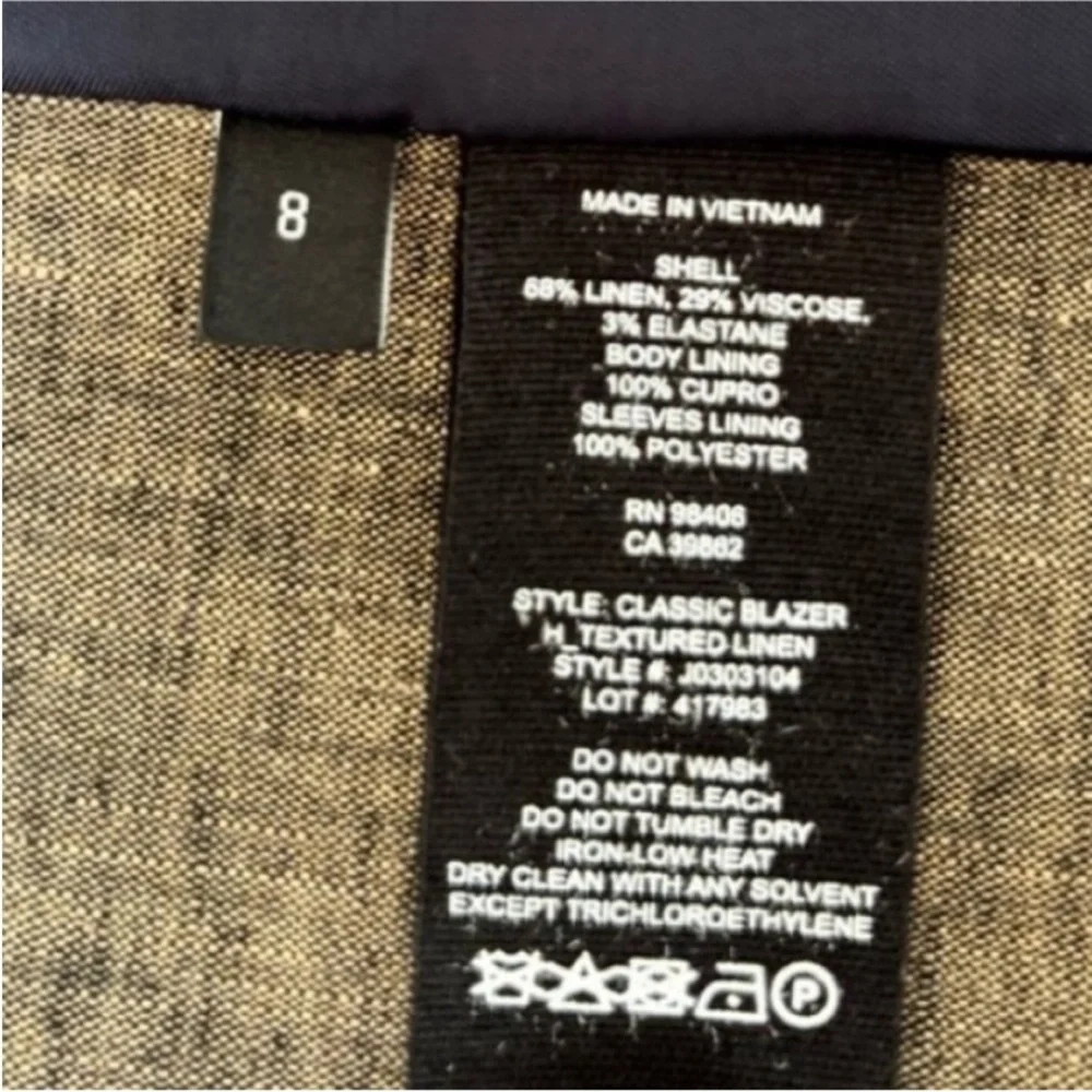 Theory Classic Tailored Blazer Designer Textured Suit Jacket Linen Brown Size 8 - Picture 12 of 12